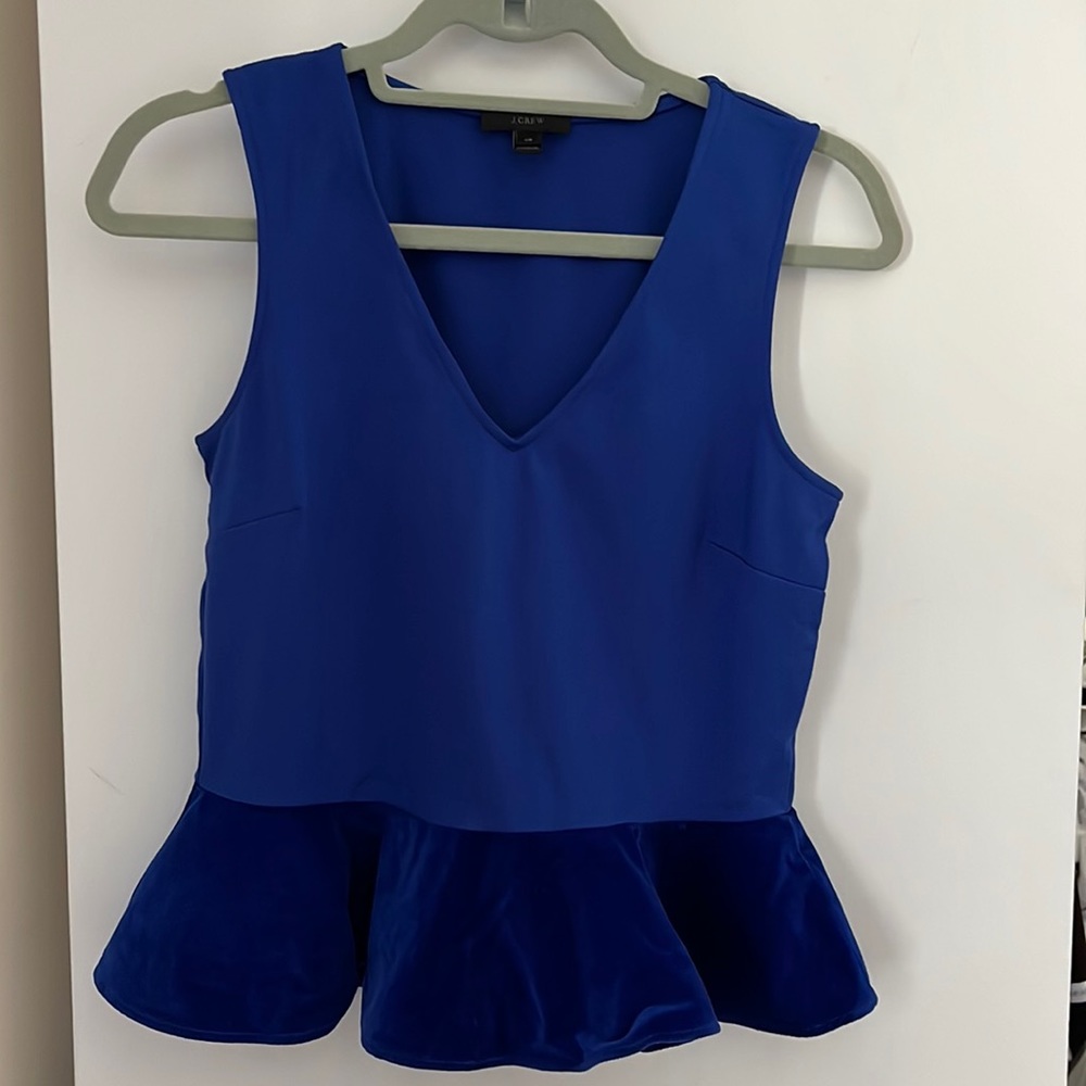 JCrew Peplum Top with velvet trim